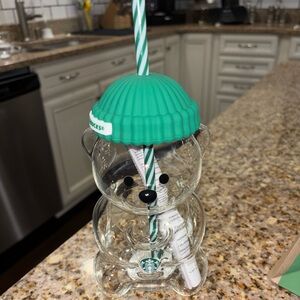 Starbucks Clear Bear Tumbler with Teal Lid